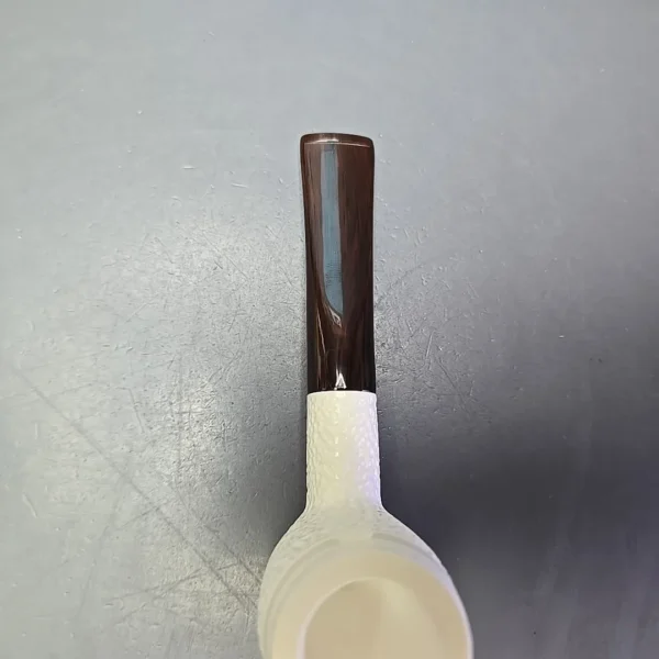 MBSD Meerschaum Deluxe Partially Rusticated Poker Block Meerschaum Pipe, Briar-Mortise, New - Image 8