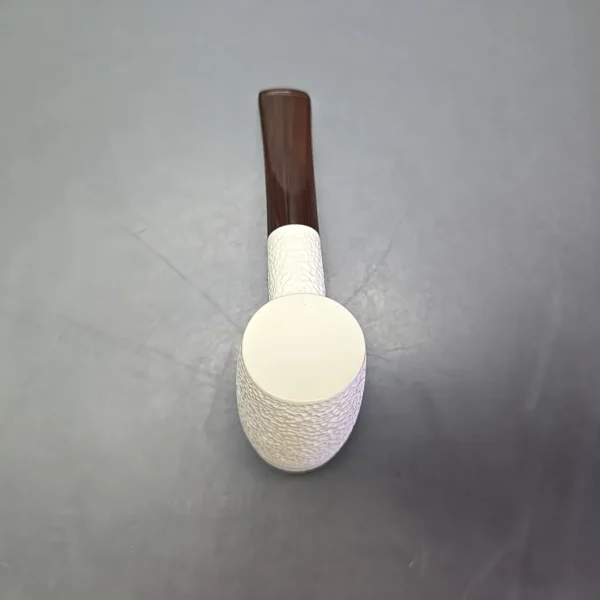 MBSD Meerschaum Deluxe Partially Rusticated Poker Block Meerschaum Pipe, Briar-Mortise, New - Image 9