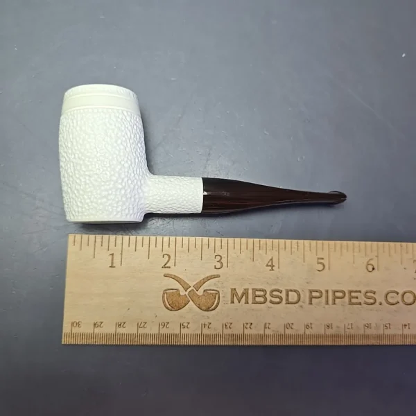 MBSD Meerschaum Deluxe Partially Rusticated Poker Block Meerschaum Pipe, Briar-Mortise, New - Image 10
