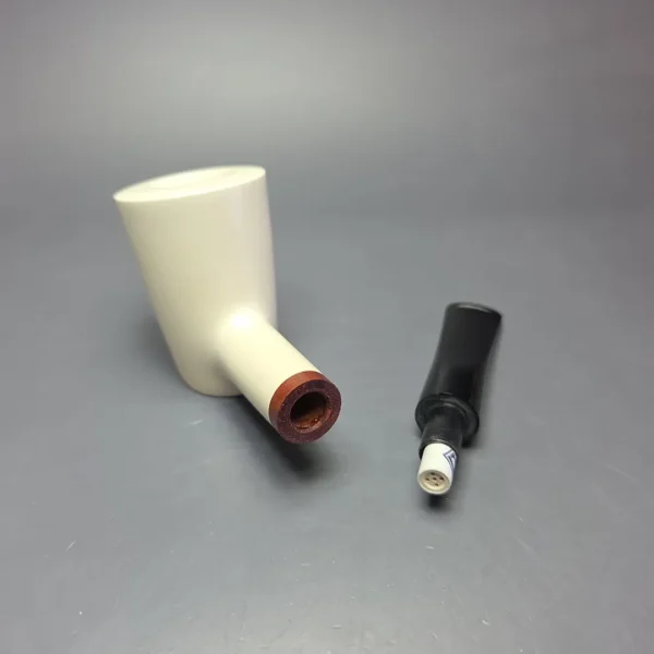 MBSD Meerschaum Deluxe Smooth Poker Block Meerschaum Pipe, Briar-Mortise, New, 9mm - Image 10