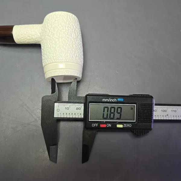 MBSD Meerschaum Deluxe Partially Rusticated Poker Block Meerschaum Pipe, Briar-Mortise, New - Image 11