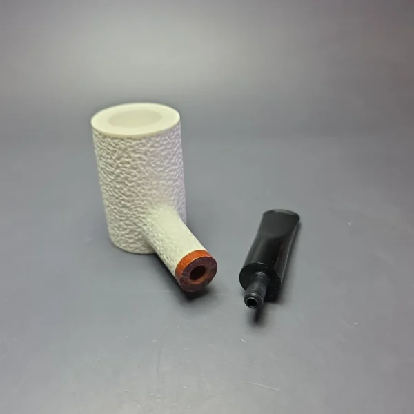 MBSD Meerschaum Deluxe Rusticated Poker Block Meerschaum Pipe, Briar-Mortise, New - Image 11
