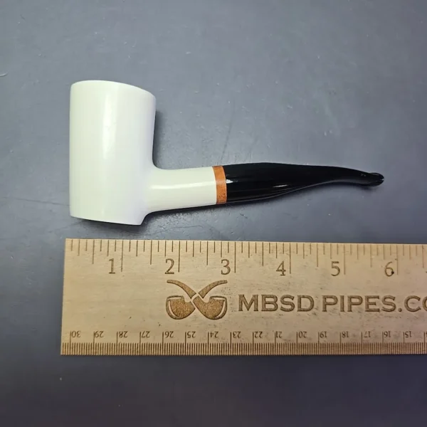 MBSD Meerschaum Deluxe Smooth Poker Block Meerschaum Pipe, Briar-Mortise, New - Image 11