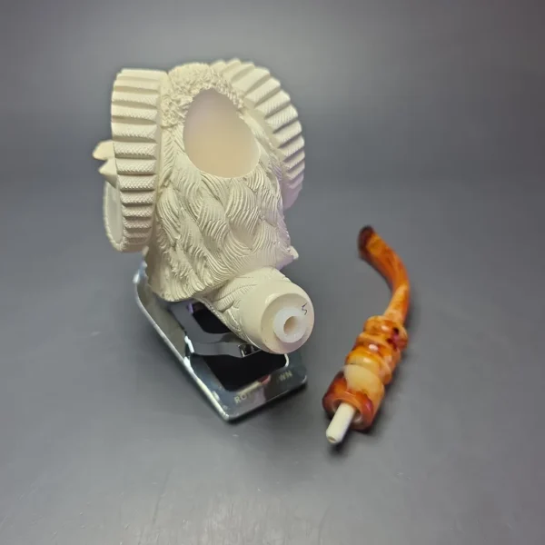 Ismail Baglan Magnum Ram w/ Case Estate Block Meerschaum Pipe, Unsmoked - Image 12