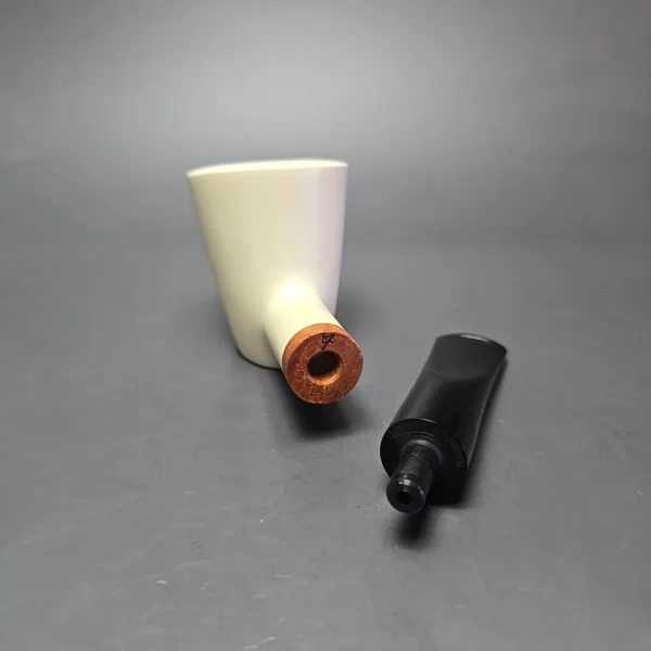 MBSD Meerschaum Deluxe Smooth Poker Block Meerschaum Pipe, Briar-Mortise, New - Image 13