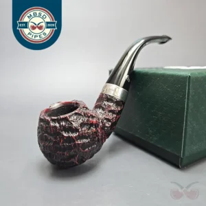 Peterson Cobble 03 Rusticated & Sandblasted Apple w/ Silver Briar Pipe, New