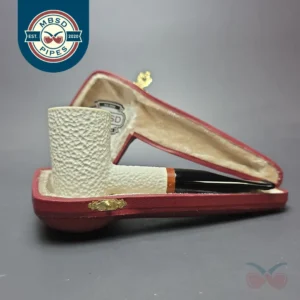 MBSD Meerschaum Deluxe Rusticated Poker Block Meerschaum Pipe, Briar-Mortise, New