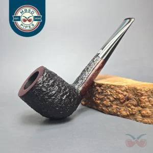 James Upshall Bark EXL Partially Rusticated Billiard Estate Briar Pipe, Unsmoked