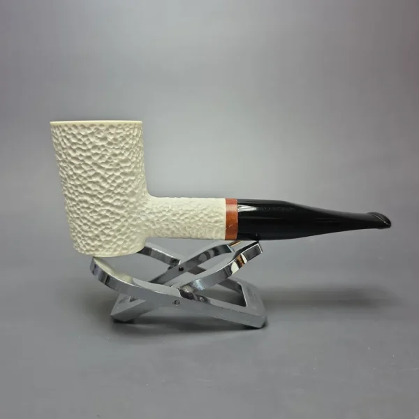 MBSD Meerschaum Deluxe Rusticated Poker Block Meerschaum Pipe, Briar-Mortise, New - Image 3