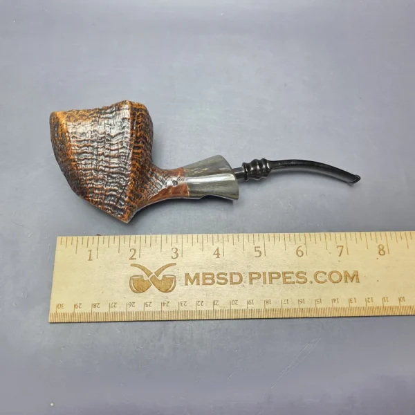Ben Wade (Preben Holm) Danish Hand Model 100 XL Sandblasted Freehand Sitter w/ Horn Estate Briar Pipe, Danish Estates - Image 11