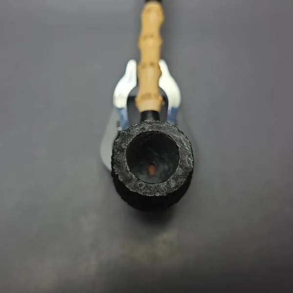 Pipe Tristan Sandblasted Billiard w/ Bamboo Handmade Briar Pipe, New - Image 5