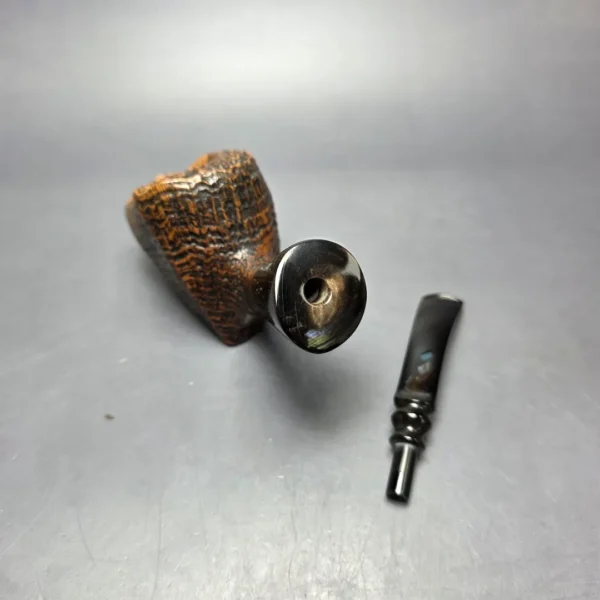 Ben Wade (Preben Holm) Danish Hand Model 100 XL Sandblasted Freehand Sitter w/ Horn Estate Briar Pipe, Danish Estates - Image 9