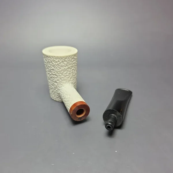 MBSD Meerschaum Deluxe Rusticated Poker Block Meerschaum Pipe, Briar-Mortise, New - Image 9
