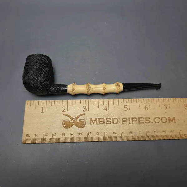 Pipe Tristan Sandblasted Billiard w/ Bamboo Handmade Briar Pipe, New - Image 9