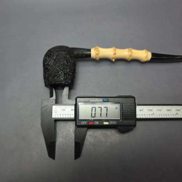 Pipe Tristan Sandblasted Billiard w/ Bamboo Handmade Briar Pipe, New - Image 10