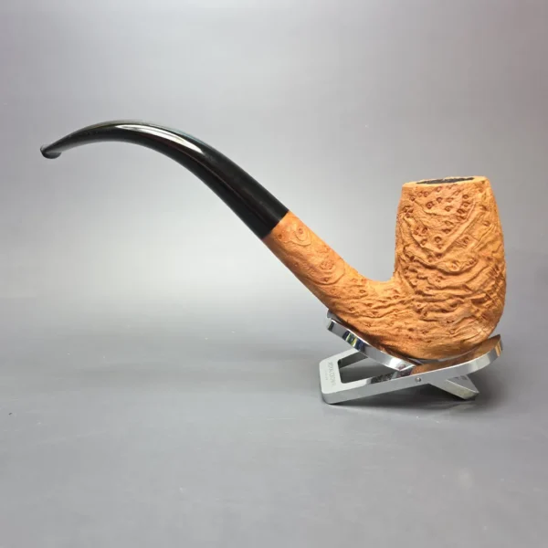 Pipe Tristan Magnum Sandblasted LC Bent Billiard Handmade Strawberry Briar Pipe, New - Image 4