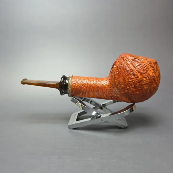 Buckeye Signature Grade Sandblasted Apple w/ Buckeye Burl Handmade Briar Pipe, New - Image 4
