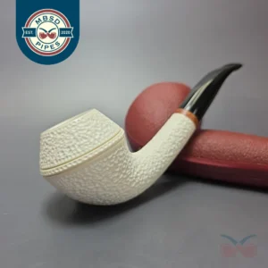 MBSD Meerschaum Deluxe Rusticated Rhodesian Block Meerschaum Pipe, Briar-Mortise, New