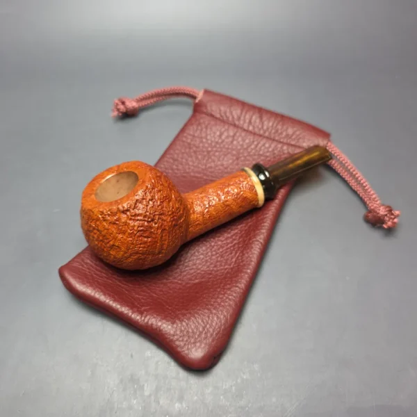 Buckeye Signature Grade Sandblasted Apple w/ Buckeye Burl Handmade Briar Pipe, New - Image 10