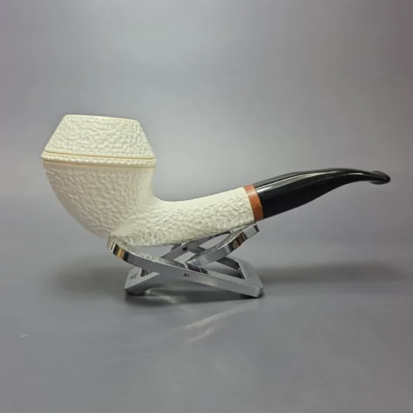 MBSD Meerschaum Deluxe Rusticated Rhodesian Block Meerschaum Pipe, Briar-Mortise, New - Image 3