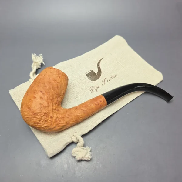 Pipe Tristan Magnum Sandblasted LC Bent Billiard Handmade Strawberry Briar Pipe, New - Image 12