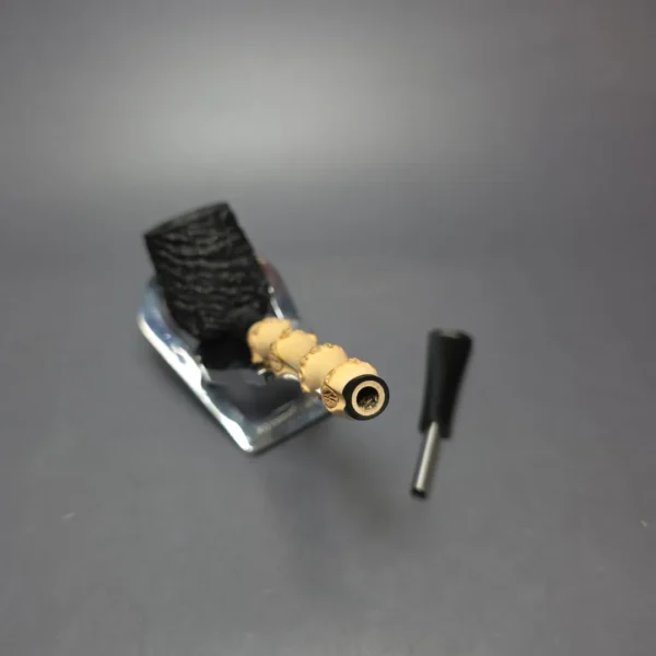 Pipe Tristan Sandblasted Billiard w/ Bamboo Handmade Briar Pipe, New - Image 11