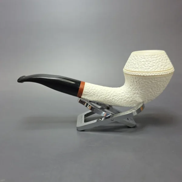 MBSD Meerschaum Deluxe Rusticated Rhodesian Block Meerschaum Pipe, Briar-Mortise, New - Image 5