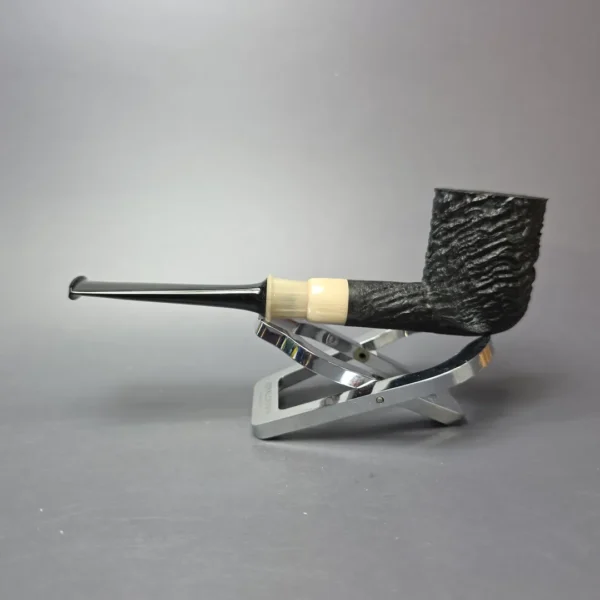 Pipe Tristan Sandblasted Billiard w/ Horn Handmade Briar Pipe, New - Image 4