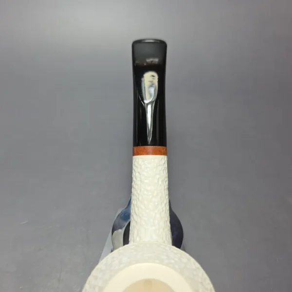 MBSD Meerschaum Deluxe Rusticated Rhodesian Block Meerschaum Pipe, Briar-Mortise, New - Image 7
