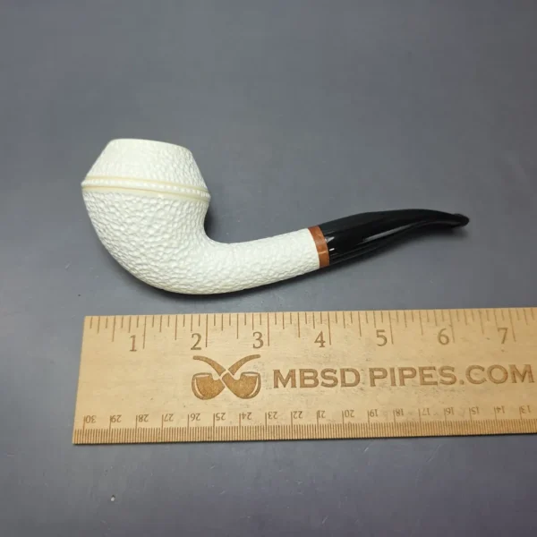 MBSD Meerschaum Deluxe Rusticated Rhodesian Block Meerschaum Pipe, Briar-Mortise, New - Image 8