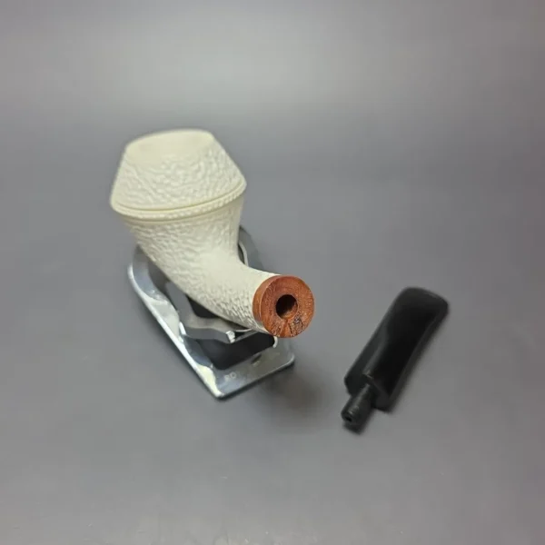 MBSD Meerschaum Deluxe Rusticated Rhodesian Block Meerschaum Pipe, Briar-Mortise, New - Image 10