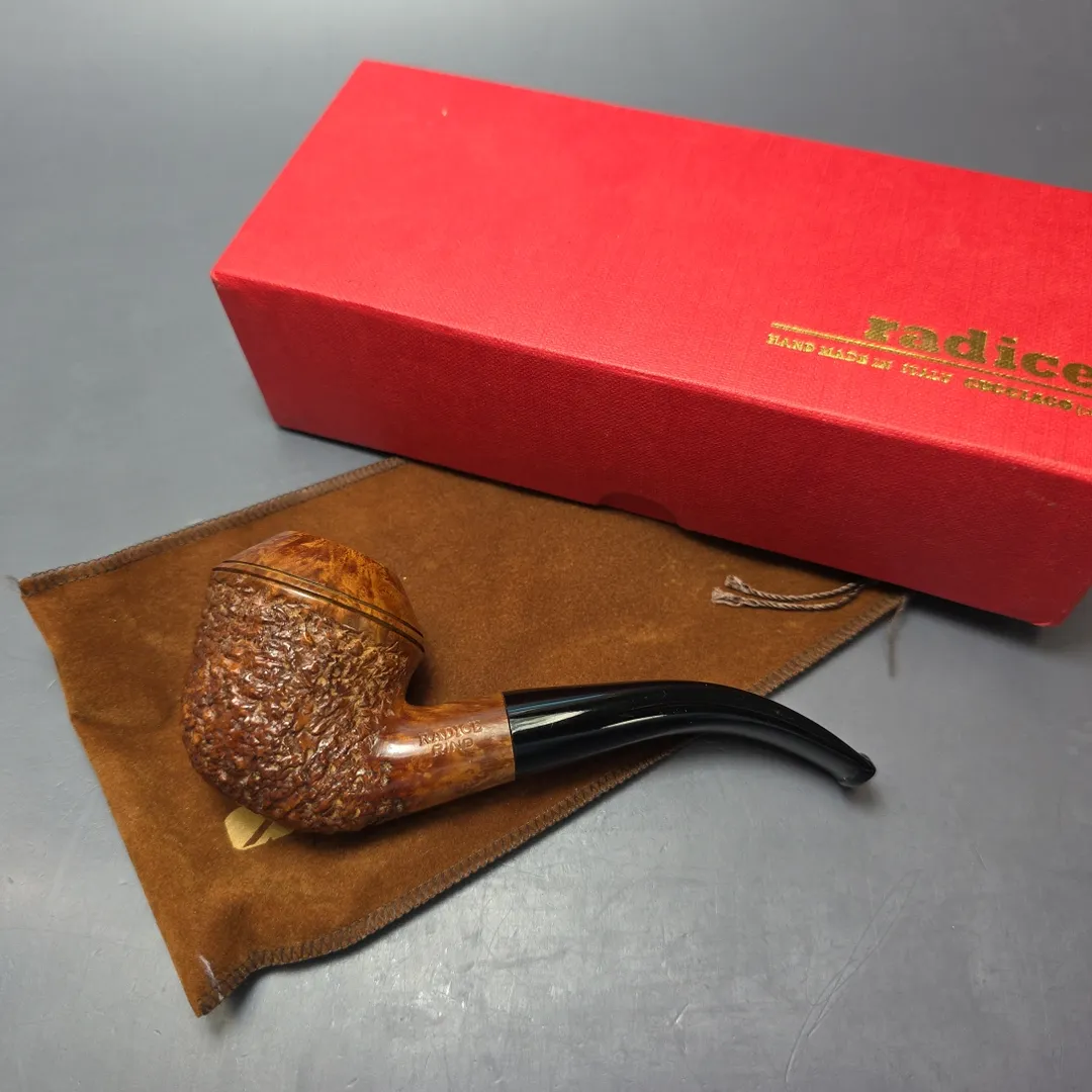 Radice Rind Partially Rusticated Bullmoose Estate Briar Pipe, Italian Estates - Image 2