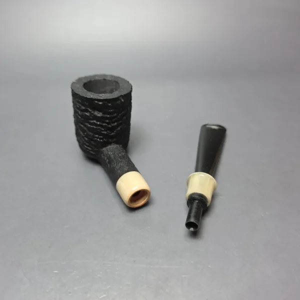 Pipe Tristan Sandblasted Billiard w/ Horn Handmade Briar Pipe, New - Image 12