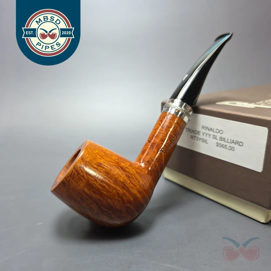Rinaldo Triade YYY (2) Smooth Billiard w/ Silver Estate Briar Pipe, Unsmoked