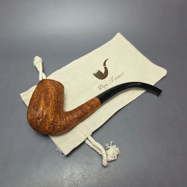 Pipe Tristan Contrast Sandblasted LC Bent Billiard Handmade Briar Pipe, New - Image 4