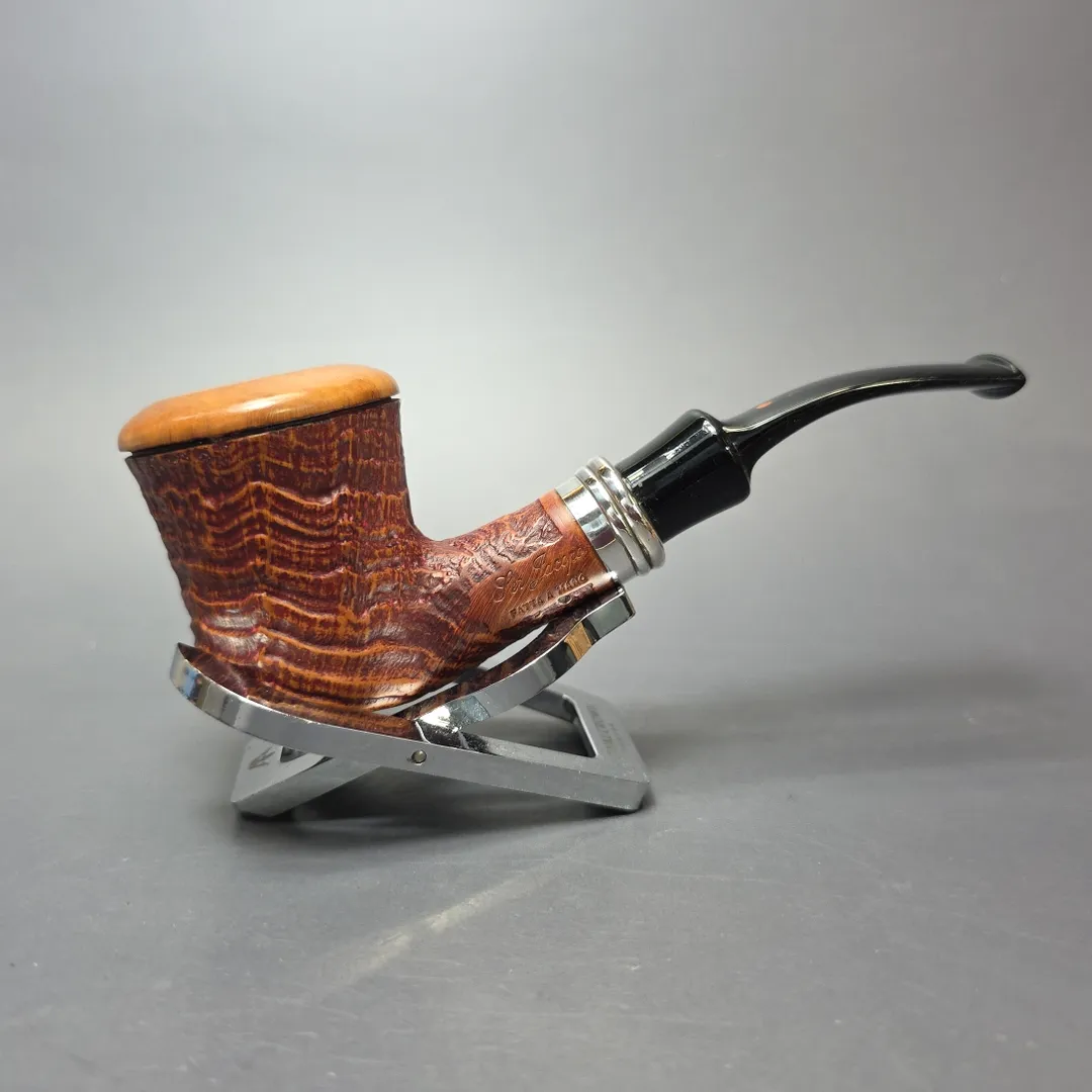 Ser Jacopo Pre-1994 Picta Van Gogh 1 S2 Partially Sandblasted Pot w/ Silver Estate Briar Pipe, Unsmoked - Image 2