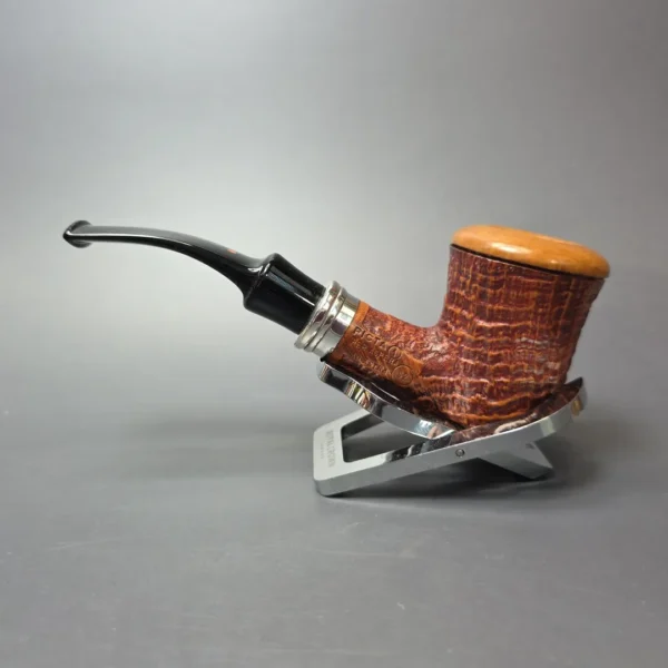 Ser Jacopo Pre-1994 Picta Van Gogh 1 S2 Partially Sandblasted Pot w/ Silver Estate Briar Pipe, Unsmoked - Image 4