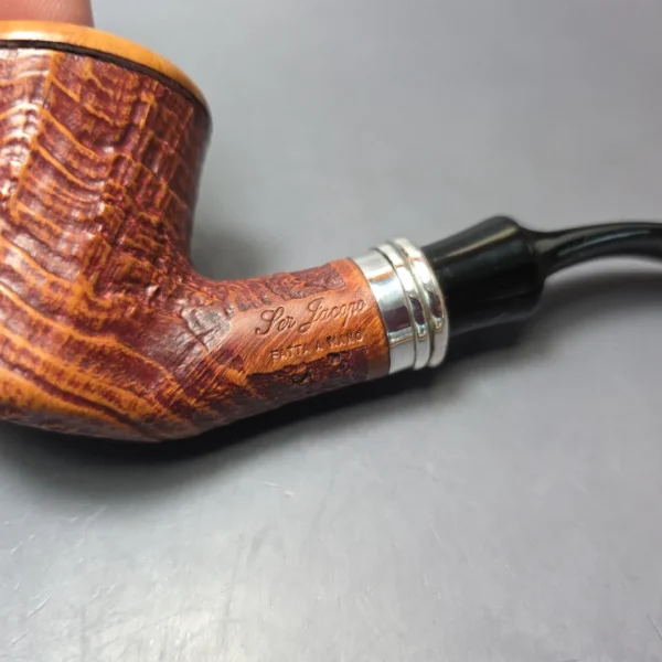 Ser Jacopo Pre-1994 Picta Van Gogh 1 S2 Partially Sandblasted Pot w/ Silver Estate Briar Pipe, Unsmoked - Image 10
