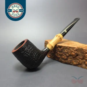 Stanwell (c.1980s-1990s) Partially Sandblasted Billiard w/ Bamboo Estate Briar Pipe, Danish Estates