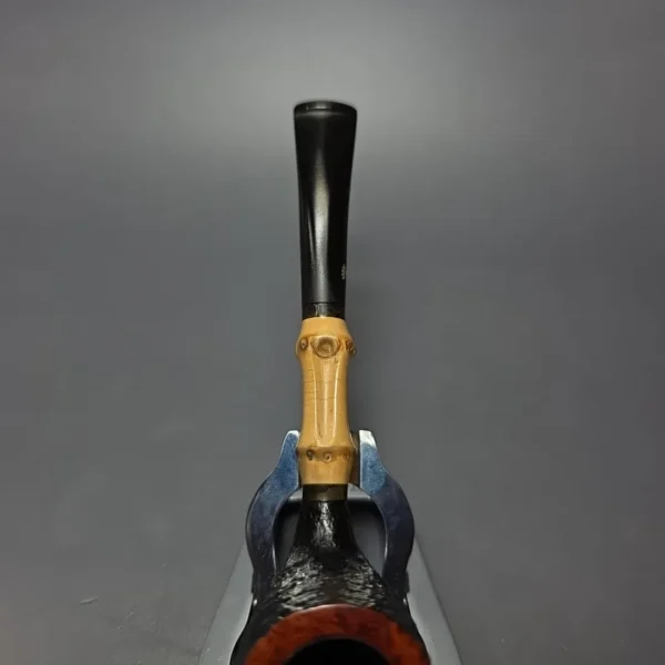 Stanwell (c.1980s-1990s) Partially Sandblasted Billiard w/ Bamboo Estate Briar Pipe, Danish Estates - Image 6