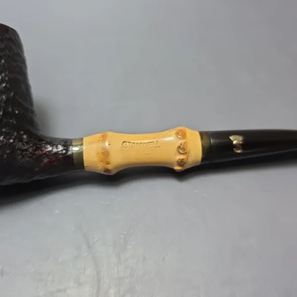 Stanwell (c.1980s-1990s) Partially Sandblasted Billiard w/ Bamboo Estate Briar Pipe, Danish Estates - Image 7