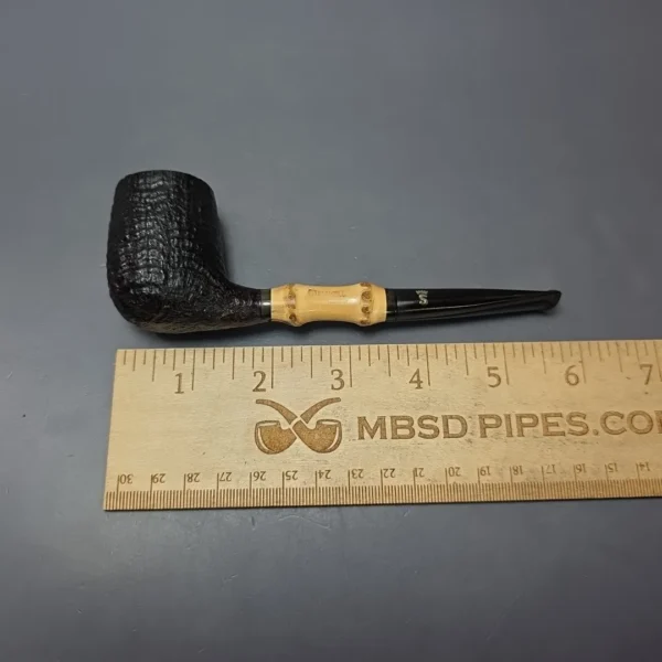 Stanwell (c.1980s-1990s) Partially Sandblasted Billiard w/ Bamboo Estate Briar Pipe, Danish Estates - Image 8