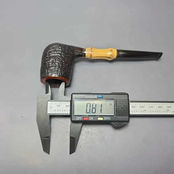 Stanwell (c.1980s-1990s) Partially Sandblasted Billiard w/ Bamboo Estate Briar Pipe, Danish Estates - Image 9