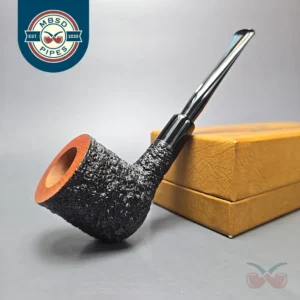 Castello Sea Rock Briar 3K Partially Rusticated Billiard w/ Lucite Army Mount Estate Briar Pipe, Unsmoked
