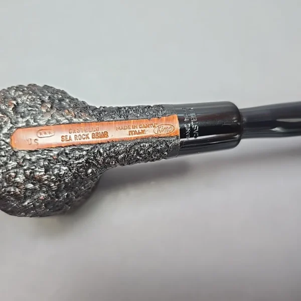 Castello Sea Rock Briar 3K Partially Rusticated Billiard w/ Lucite Army Mount Estate Briar Pipe, Unsmoked - Image 6