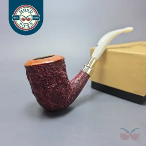 Ardor Urano Ninfea Partially Rusticated Dublin w/ Silver Spigot Estate Briar Pipe, Italian Estates