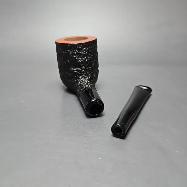 Castello Sea Rock Briar 3K Partially Rusticated Billiard w/ Lucite Army Mount Estate Briar Pipe, Unsmoked - Image 4