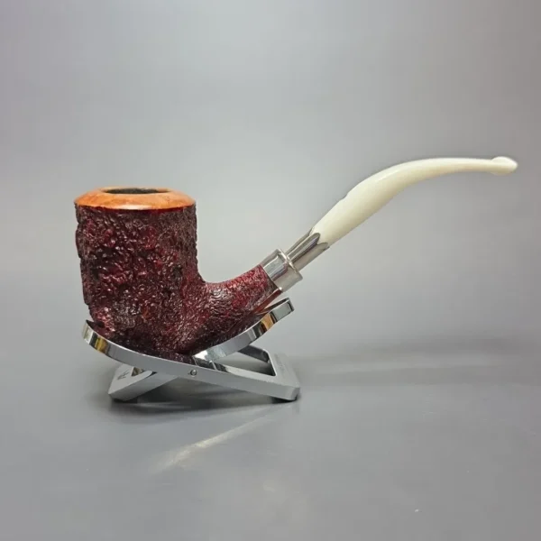 Ardor Urano Ninfea Partially Rusticated Dublin w/ Silver Spigot Estate Briar Pipe, Italian Estates - Image 3