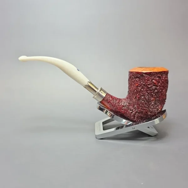 Ardor Urano Ninfea Partially Rusticated Dublin w/ Silver Spigot Estate Briar Pipe, Italian Estates - Image 5