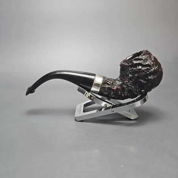 Peterson Cobble 03 Rusticated & Sandblasted Apple w/ Silver Briar Pipe, New - Image 4